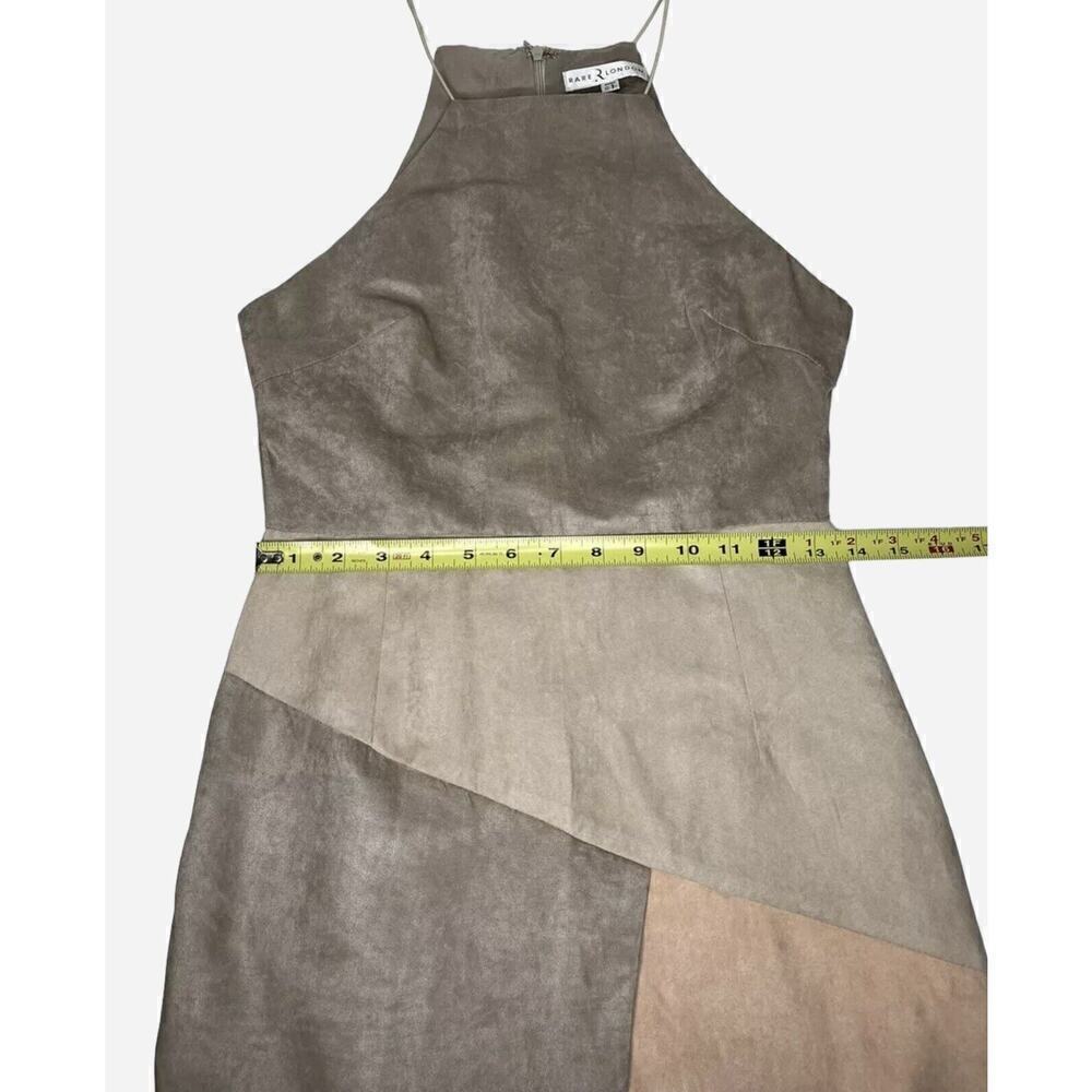 RARE LONDON Faux Suede Colorblock Asymmetrical Hemline Dress US Size 4/Small NEW - Picture 12 of 16